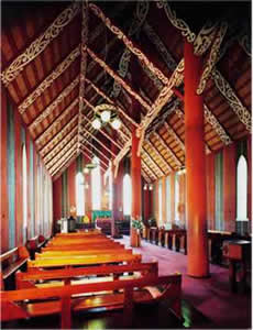Interior of the historic Rangiatea Church