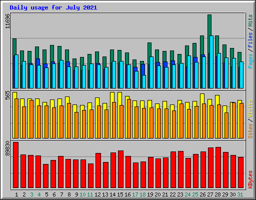 Daily usage for July 2021