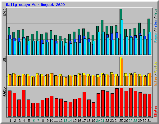 Daily usage for August 2022