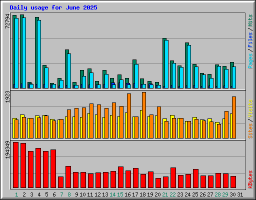 Daily usage for June 2025
